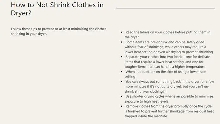 how to not shrink clothes in dryer