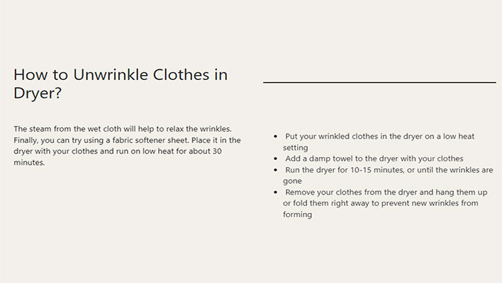 how to unwrinkle clothes in dryer