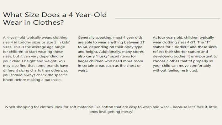 What Size Does a 4 Year-Old Wear in Clothes