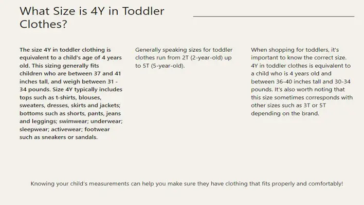 What Size is 4Y in Toddler Clothes