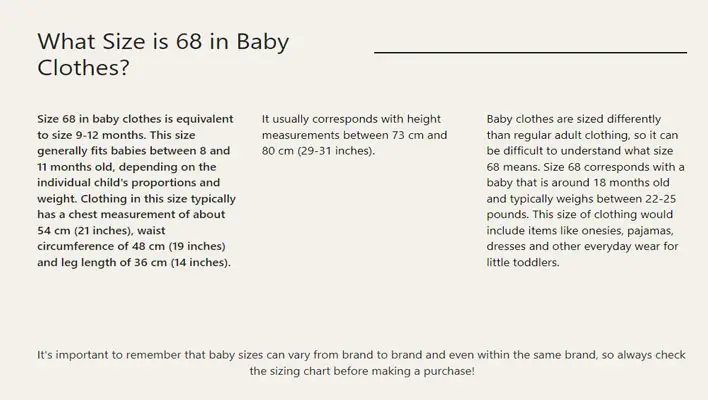 What Size Is 68 In Baby Clothes