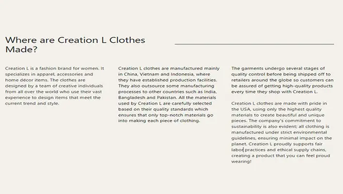 Where-are-Creation-L-Clothes-Made