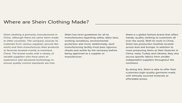 Where are Shein Clothing Made